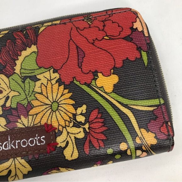 Sakroots Colorful Floral PEACE 3D Zip Round Wallet - Picture 8 of 16